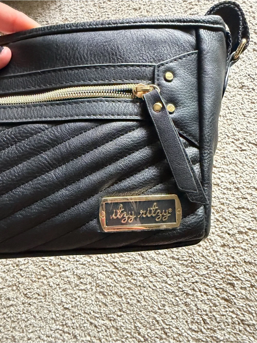 Itzy Ritzy Quilted stroller black Bag with Gold Accents